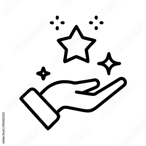 Sparkling Hand Holding Star Icon Design