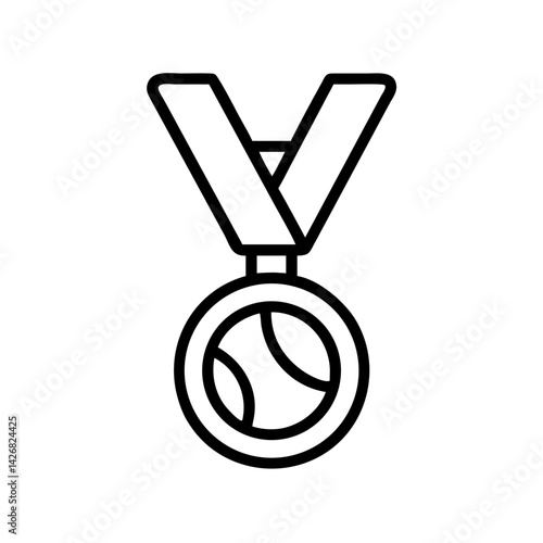 Sports Medal with Ribbon and Star Icon Design