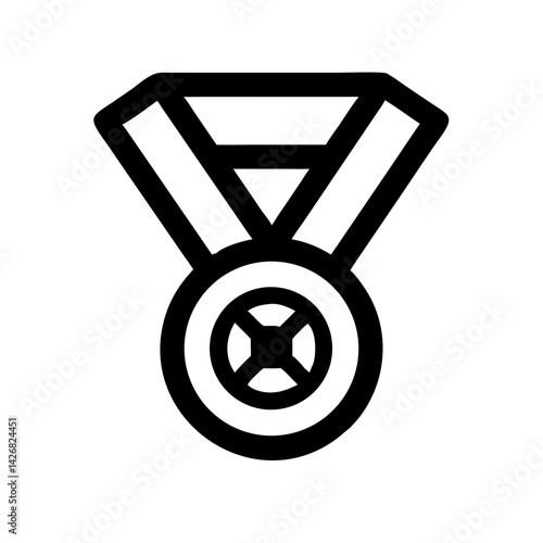 Sports Medal with Ribbon and Star Icon Design