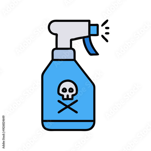 Spray Bottle with Toxic Liquid Warning Icon Design