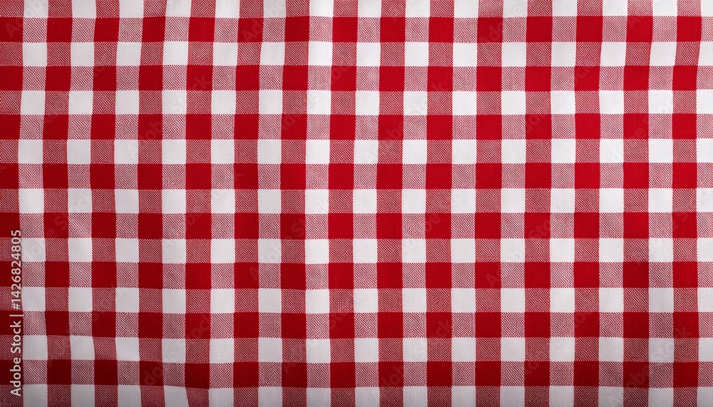 Red and white checkered picnic tablecloth. Red white checkered picnic tablecloth as background, top view Red and white checkered picnic tablecloth. Red white checkered picnic tablecloth as background, top view