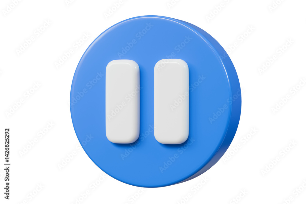3d Realistic Pause Icon. blue round pause buttons for start multimedia with simplicity colorful video concept, audio playback. Minimal Cartoon watch buttons isolated on blue background. 3d render. 3d Realistic Pause Icon. blue round pause buttons for start multimedia with simplicity colorful video concept, audio playback. Minimal Cartoon watch buttons isolated on blue background. 3d render.