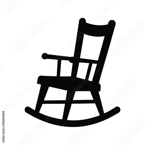 Black Silhouette Rocking Chair Vector Design