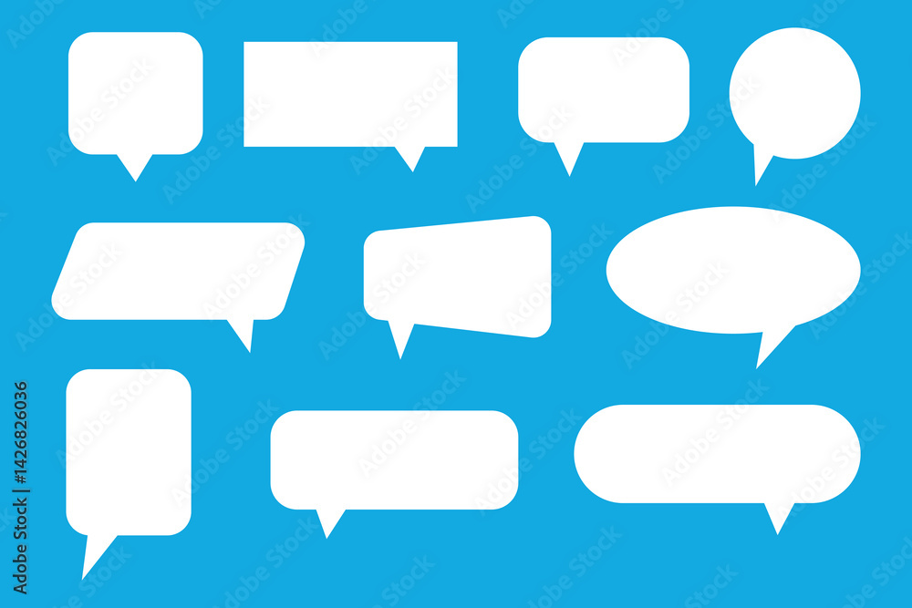 Collection of Various Speech Bubbles shape vector on a Blue Background. communication shape vector. dialog box shape vector Collection of Various Speech Bubbles shape vector on a Blue Background. communication shape vector. dialog box shape vector