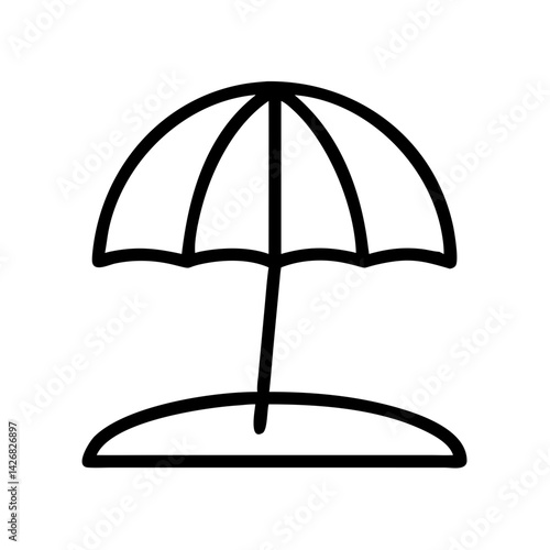 Illustration of beach umbrella summer vacation holiday seaside resort sunshade parasol icon graphic