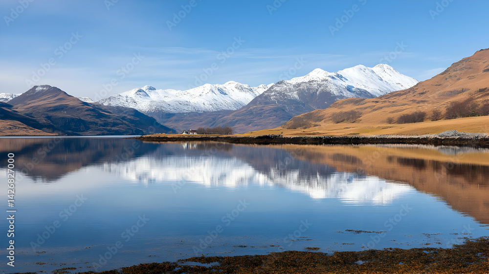 Reflective Mountain Bay Landscape Reflective Mountain Bay Landscape