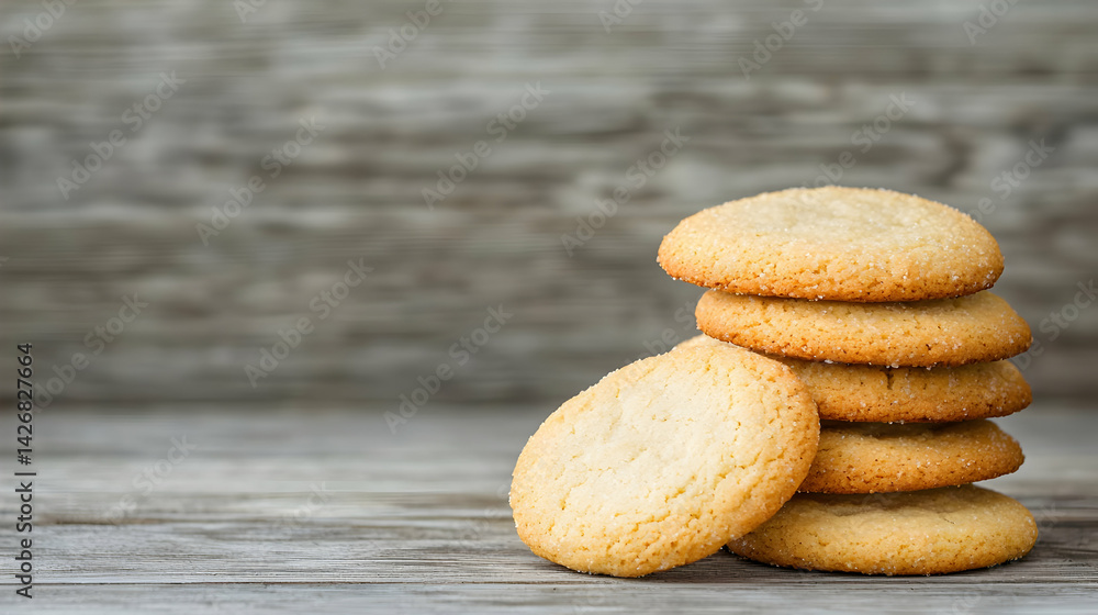Stacked Cookies On Rustic Wooden Background Stacked Cookies On Rustic Wooden Background
