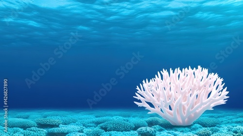 Obraz na płótnie A vibrant coral reef flourishes on the ocean floor, with diverse marine life surrounding it. Sunlight pierces the water, creating a serene underwater atmosphere w salonie
