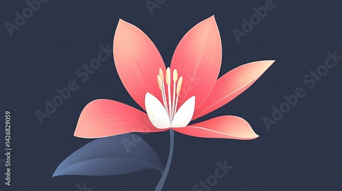 Coral Lily Flower Illustration.