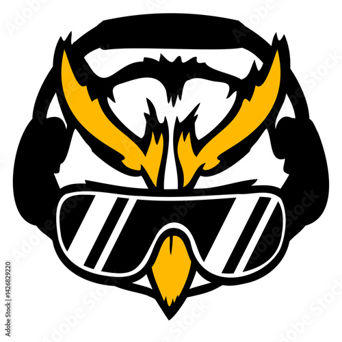 Cool DJ Owl Sunglasses Headphones Music Club Party Isolated Vector Graphic Design Illustration
