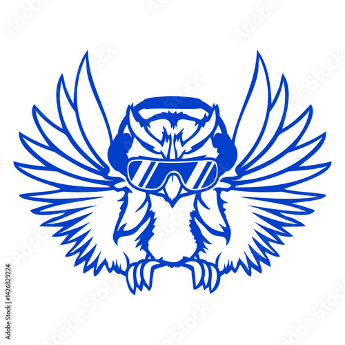 Cool DJ Owl Sunglasses Headphones Music Club Party Isolated Vector Graphic Design Illustration
