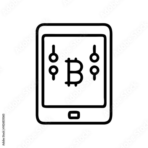 Tablet Displaying Bitcoin Interface Screen Icon Design