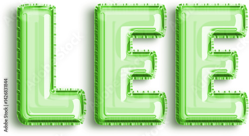 Obraz na płótnie Lee Green Foil Balloon Uppercase Letters w salonie