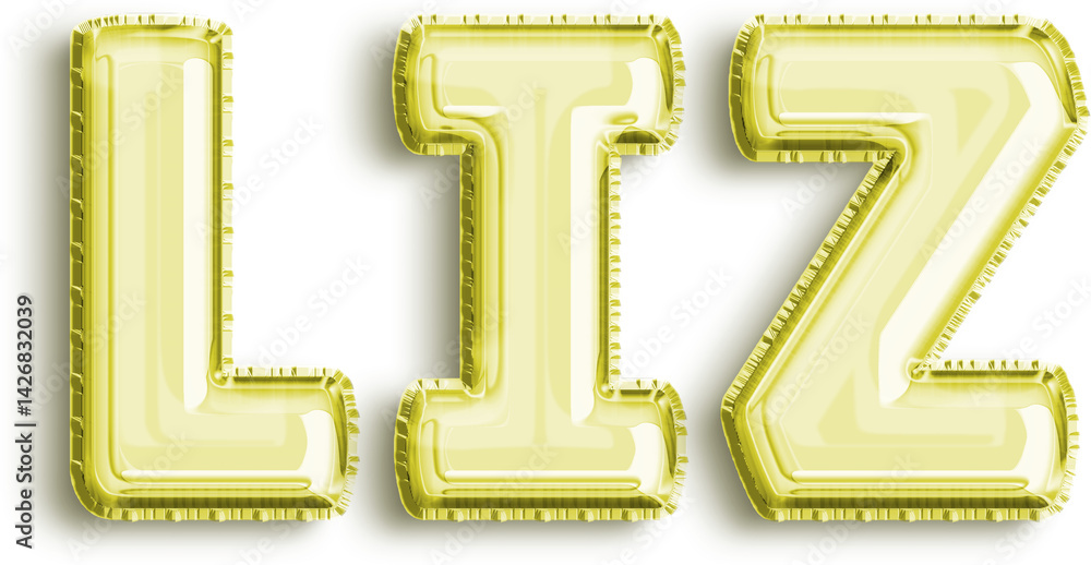 Liz Yellow Foil Balloon Uppercase Letters