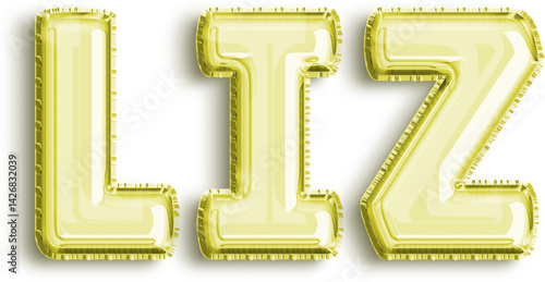 Obraz na płótnie Liz Yellow Foil Balloon Uppercase Letters w salonie