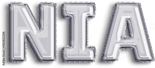 Obraz na płótnie Nia Silver Foil Balloon Uppercase Letters w salonie