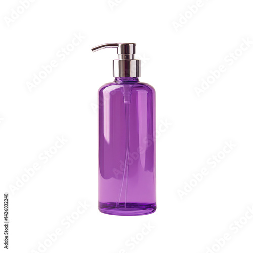 Purple Plastic Bottle with Pump Dispenser - Liquid Soap or Lotion Container
