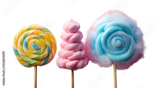 
cotton candy multicolored on white background isolated