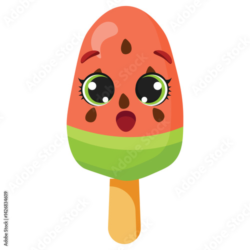 Worried watermelon ice cream character