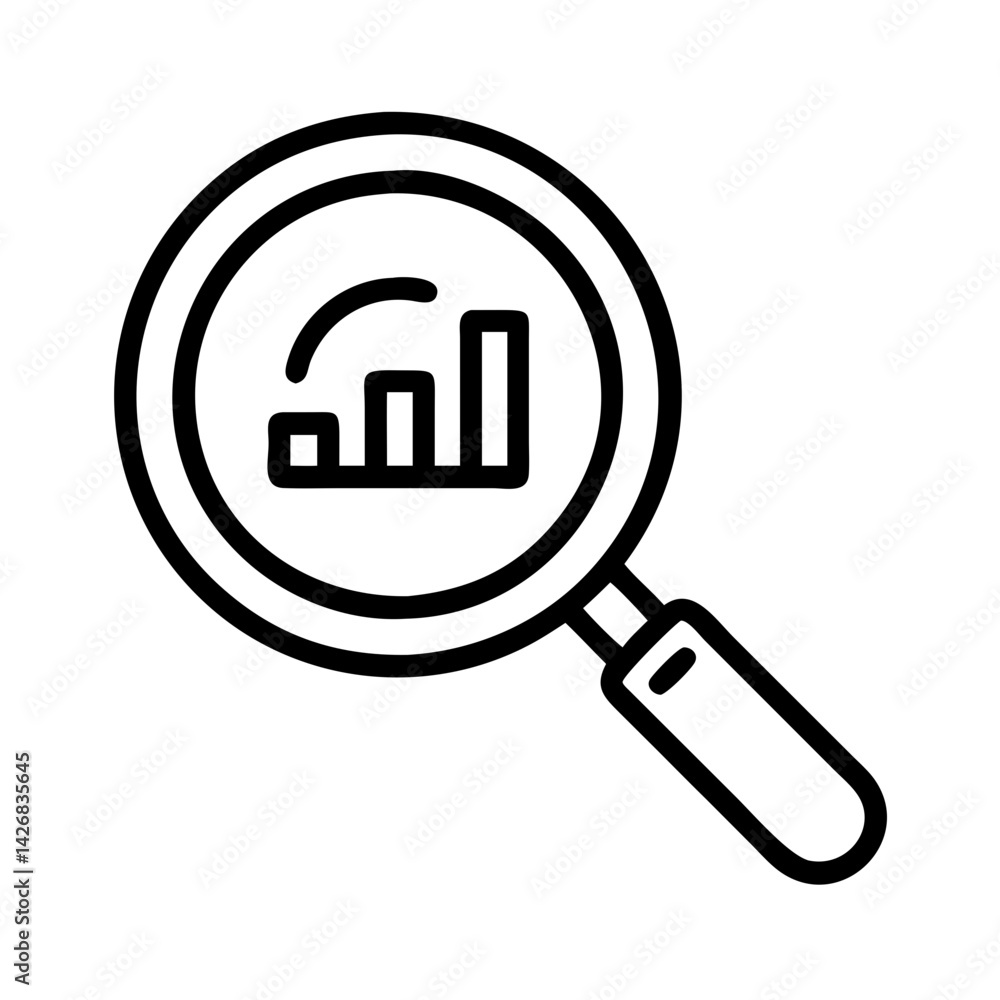 Data analysis with magnifying glass for business growth and market research and trend analysis tool Data analysis with magnifying glass for business growth and market research and trend analysis tool