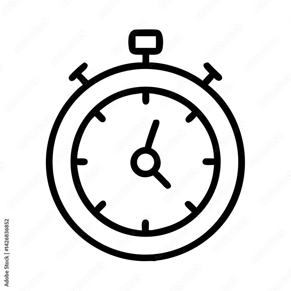Stopwatch icon in minimal black line style Stopwatch icon in minimal black line style