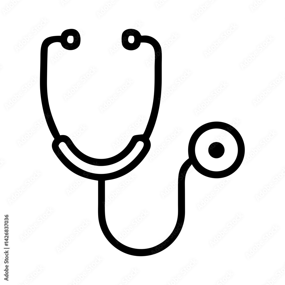 Stethoscope icon in black outline style Stethoscope icon in black outline style