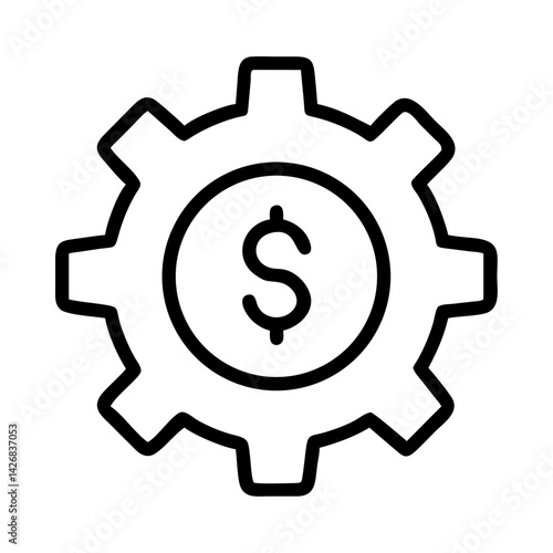 Gear with dollar sign icon in outline style