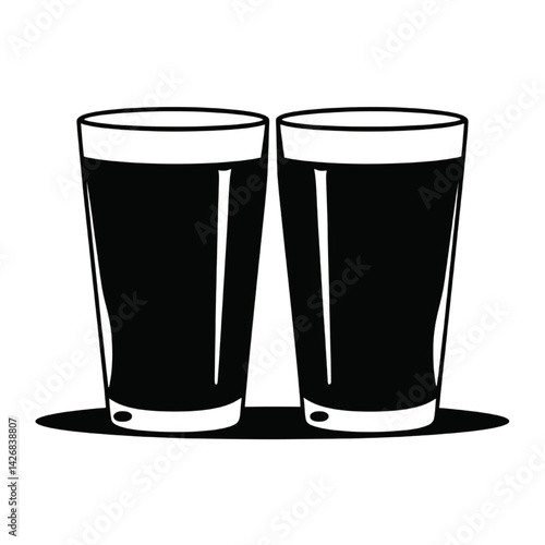 Two Full Glasses of Dark Beer
