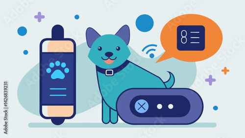 A Bluetoothenabled gadget that lets pet owners record personal messages or sing their pets favorite songs for added comfort and enjoyment.. Vector illustration