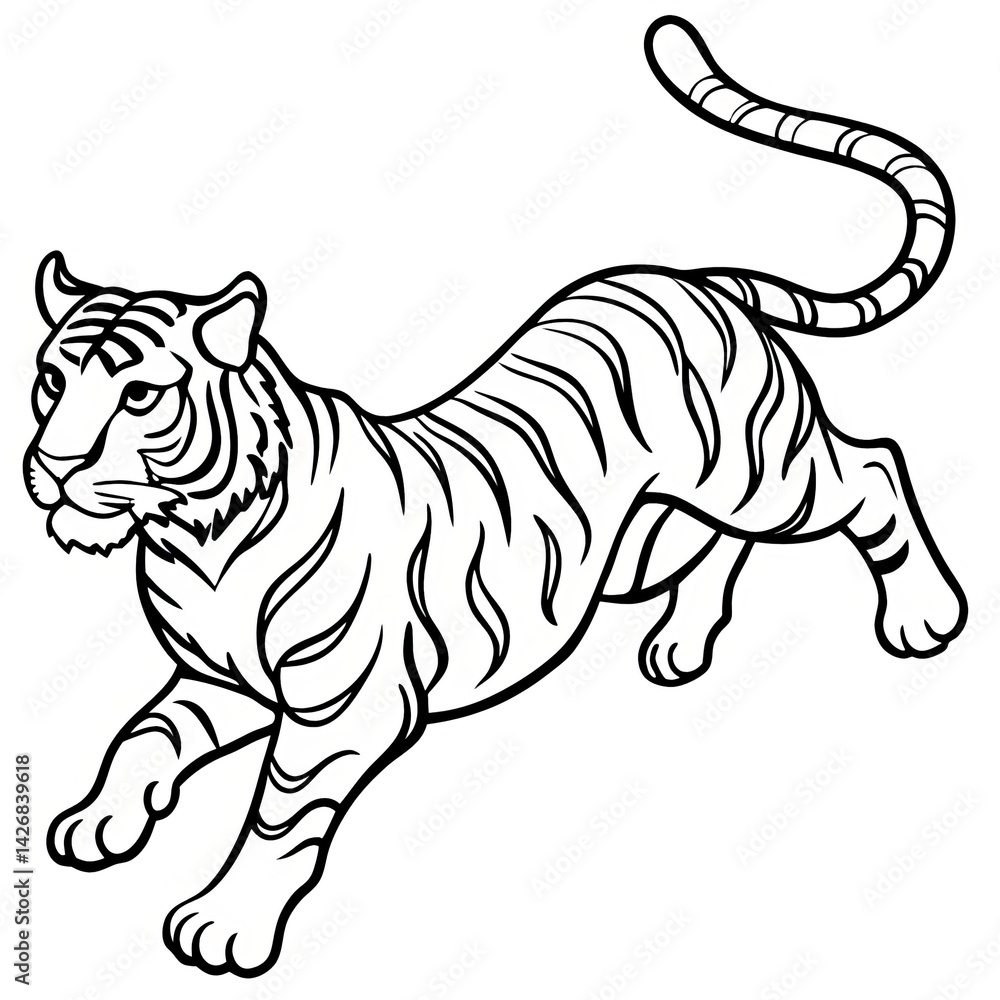 Naklejka premium Tiger Line Art