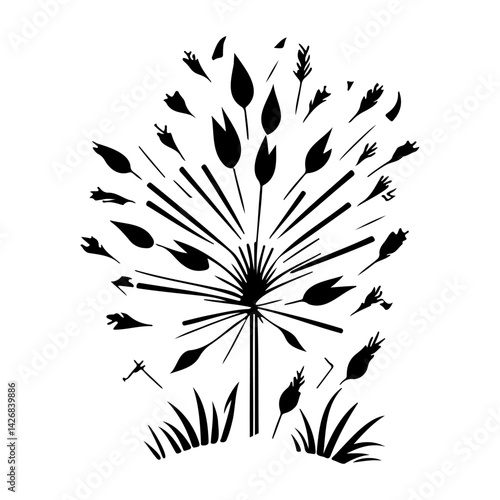 Abstract Floral Burst Design on White Background