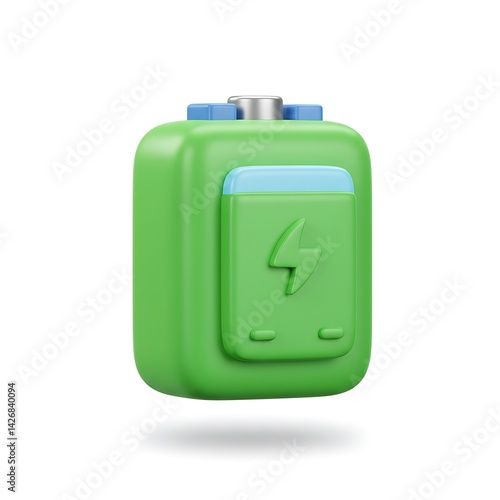 3D Green Battery Cell with Lightning photo