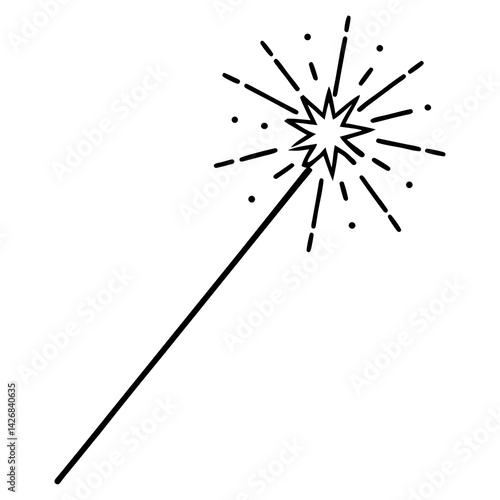 "Sparkler Icon on White Background - High-Quality AI Graphic Design File for Microstock"
