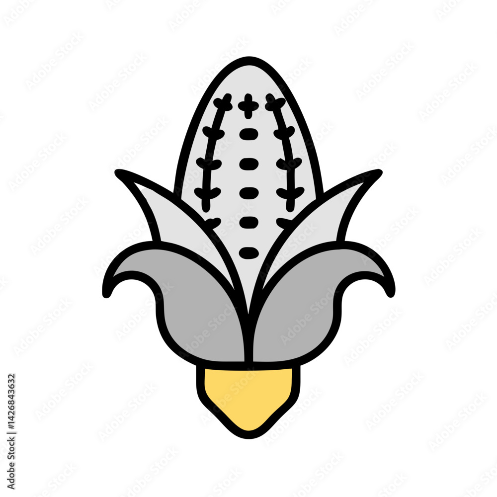 Obraz premium Toxic Corn Cob with Hazard Symbol Icon Design