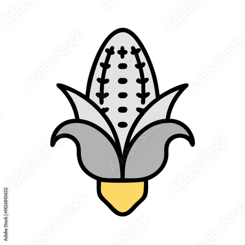 Toxic Corn Cob with Hazard Symbol Icon Design