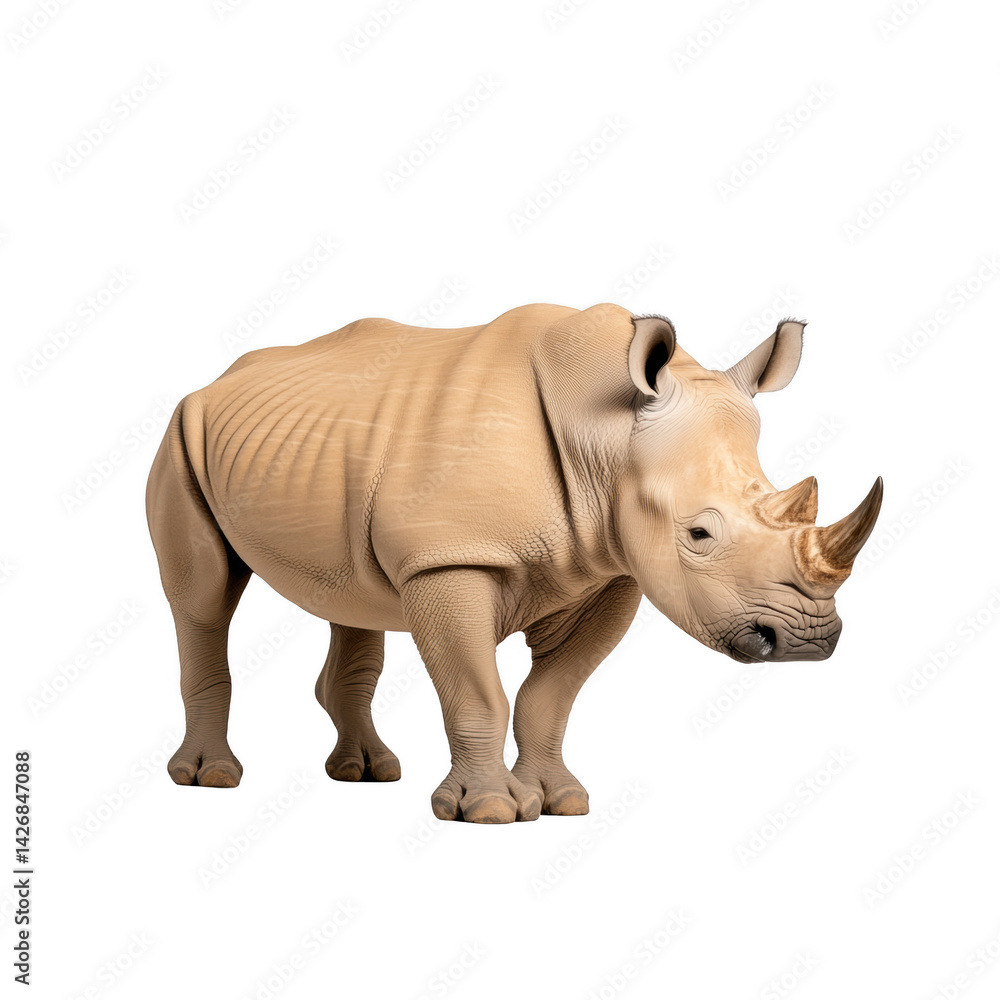 A close-up shot of a rhinoceros with its distinctive horn A close-up shot of a rhinoceros with its distinctive horn