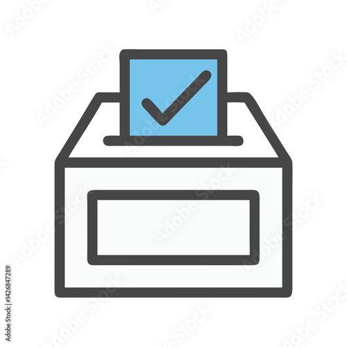 Voting Ballot Box with Checkmark Icon Design