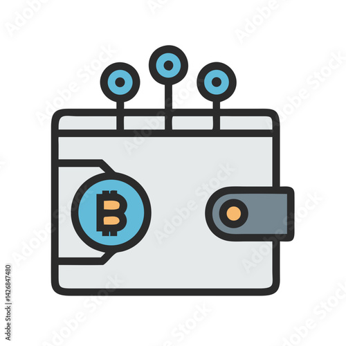 Wallet with Cryptocurrency Coins Icon Design