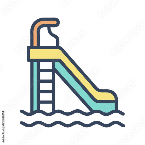 Water Park Slide Attraction Icon Design