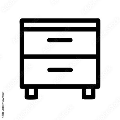 Wooden Drawer Cabinet Furniture Icon Design