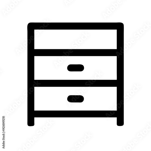 Wooden Drawer Cabinet Furniture Icon Design