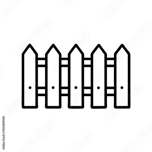 Wooden Fence Section with Panels Icon Design