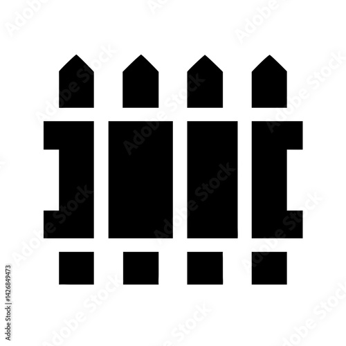 Wooden Fence Section with Panels Icon Design
