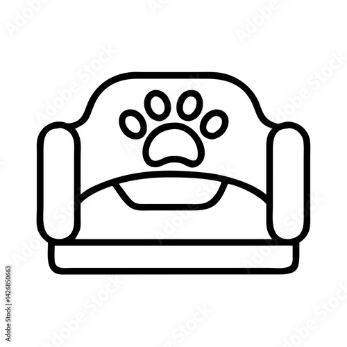 Pet bed sofa couch vector illustration line art drawing for dogs and cats comfortable furniture design