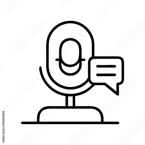 Microphone podcast speech bubble communication audio voice record broadcast interview studio talk show