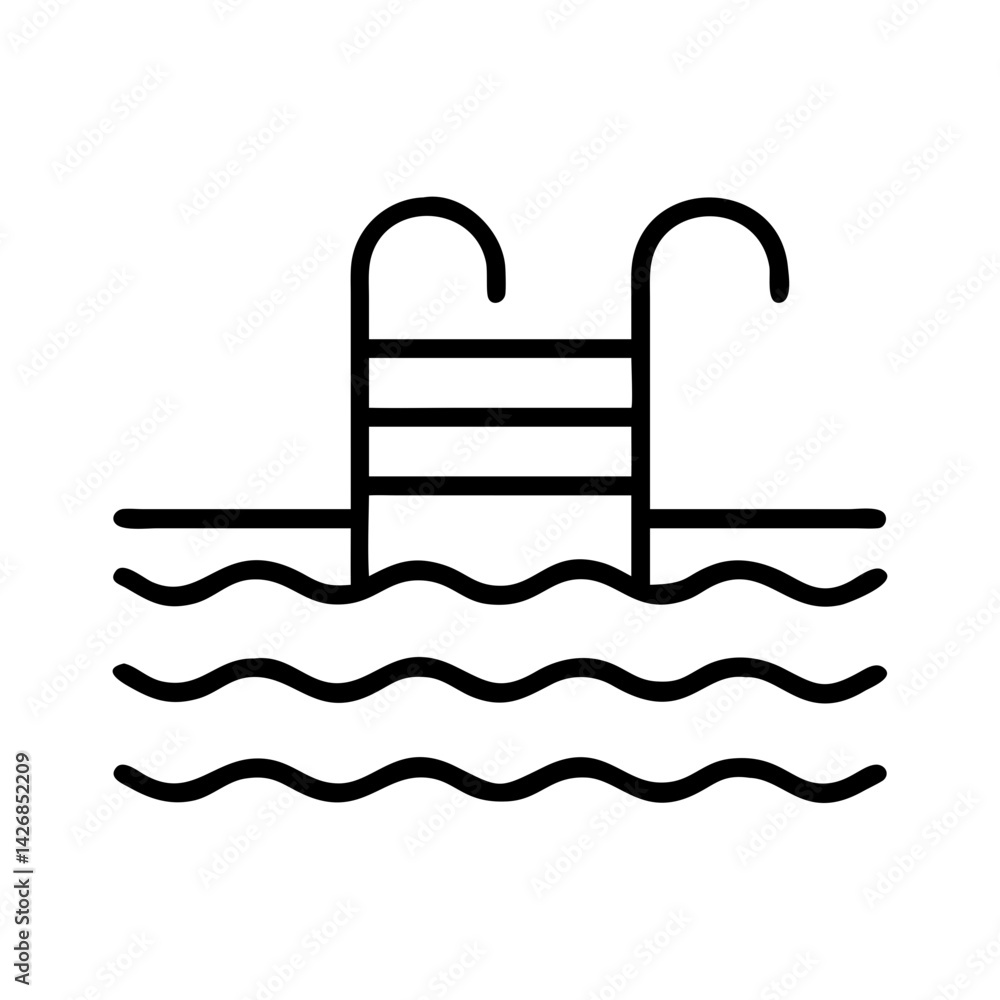 Swimming pool ladder vector icon summer vacation holiday resort water sport recreation outline design Swimming pool ladder vector icon summer vacation holiday resort water sport recreation outline design