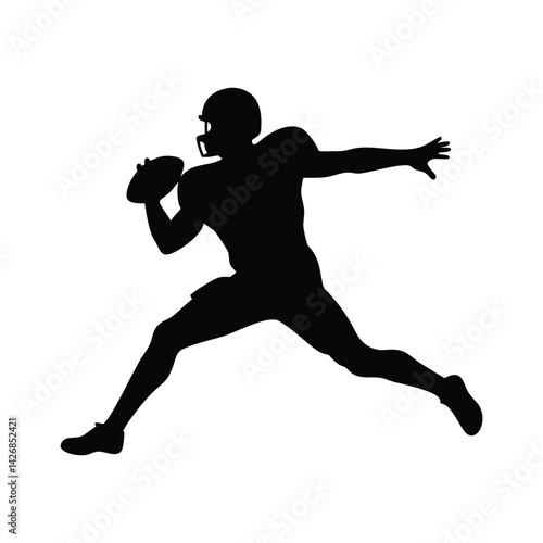 Dynamic American football player silhouette with intense throwing motion