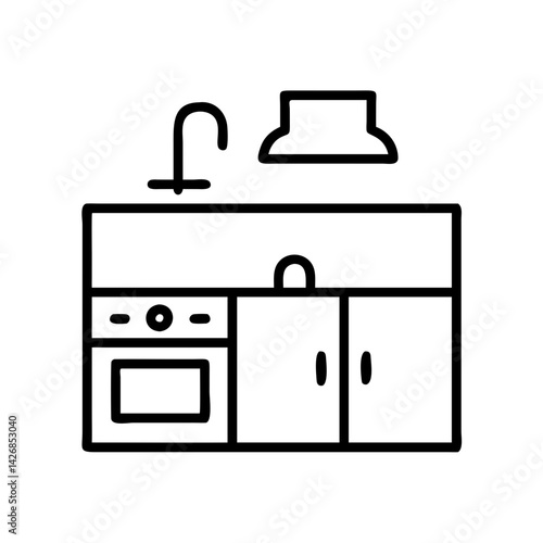 Kitchen interior design with sink oven cabinets and extractor hood home appliance furniture decor