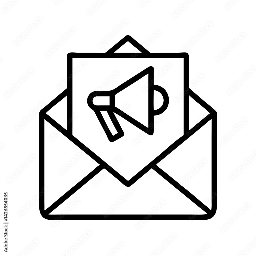 Email marketing campaign announcement with megaphone icon for promotion and advertising message Email marketing campaign announcement with megaphone icon for promotion and advertising message