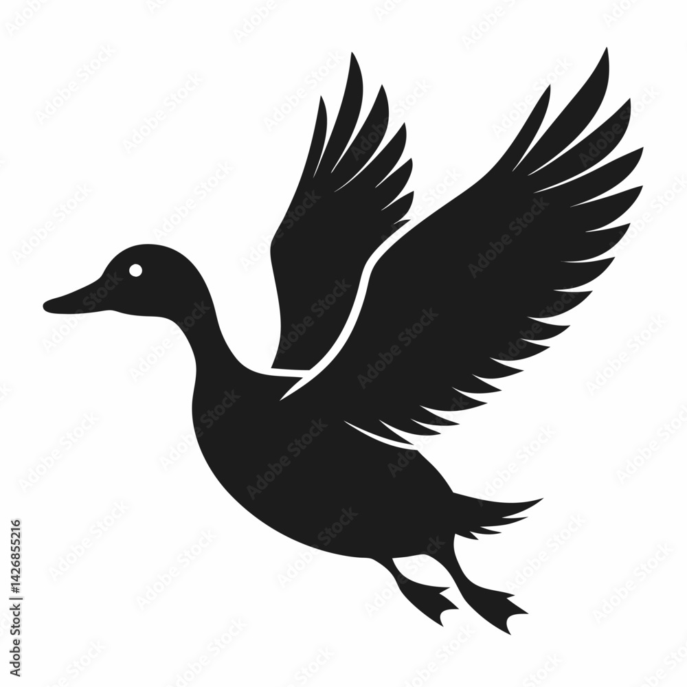 Fototapeta premium black silhouette of duck